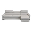 Sacha - Modern Light Grey Leather Reversible Sectional Sofa Bed with Storage