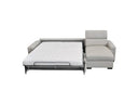 Sacha - Modern Light Grey Leather Reversible Sectional Sofa Bed with Storage