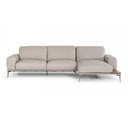 Villeneuve - Italian Modern Light Grey Leather Right Facing Sectional Sofa