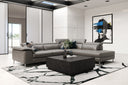 Viola - Italian Contemporary Grey Leather Right Facing Sectional Sofa