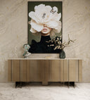 Kiefer - Modern Faux Travertine Ceramic + Bronze Buffet