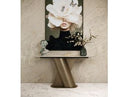 Kiefer - Modern Faux Travertine Ceramic + Bronze Console Table