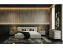 Lamont + Aria - Modern Beige Fabric + Grey Texture 4-Piece Bedroom Set