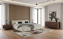 Lamont + Brooklyn - Modern Beige Fabric + Walnut 4-Piece Bedroom Set
