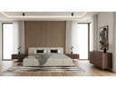 Lamont + Brooklyn - Modern Beige Fabric + Walnut 4-Piece Bedroom Set