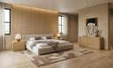 Lamont + Dustin - Modern Beige Fabric + Natural Oak 4-Piece Bedroom Set