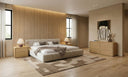 Lamont + Dustin - Modern Beige Fabric + Natural Oak 4-Piece Bedroom Set