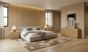 Lamont + Dustin - Modern Beige Fabric + Natural Oak 4-Piece Bedroom Set