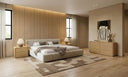 Lamont + Dustin - Modern Beige Fabric + Natural Oak 4-Piece Bedroom Set