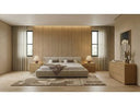 Lamont + Dustin - Modern Beige Fabric + Natural Oak 4-Piece Bedroom Set