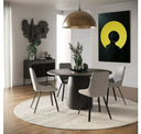 Kenmare - Modern Light Grey Fabric + Black Dining Chair