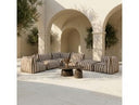 Lanuza - Outdoor Brown + White Stripe Fabric Armless Sofa Seat