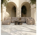Lanuza - Outdoor Brown + White Stripe Fabric Ottoman