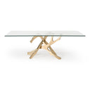 Legend Modern Glass & Gold Dining Table