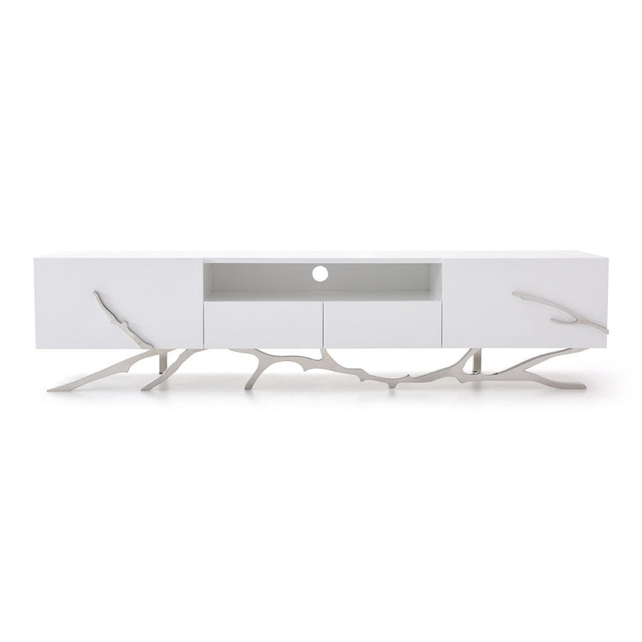 Legend - 87"-Wide Modern White TV Stand