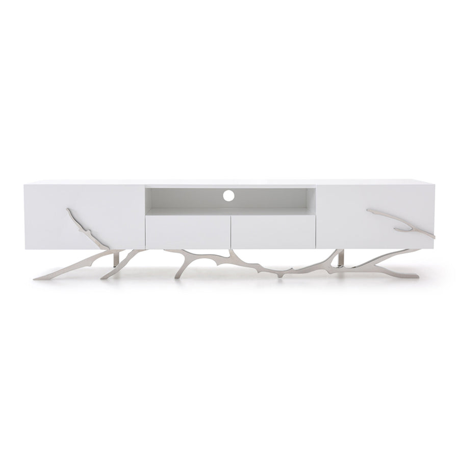 Legend 79"-Wide Modern White TV Stand