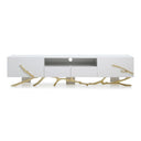 Legend - 87"-Wide Modern White Gold TV Stand