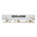 Legend - 87"-Wide Modern White Gold TV Stand