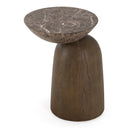 Lenin - Modern Faux Marble + Wood Texture Concrete End Table