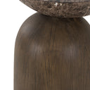 Lenin - Modern Faux Marble + Wood Texture Concrete End Table