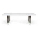 Lenny- Modern White High Gloss & Stainless Steel Gun Metal Dining Table