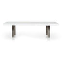 Lenny- Modern White High Gloss & Stainless Steel Gun Metal Dining Table