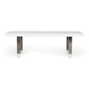 Lenny- Modern White High Gloss & Stainless Steel Gun Metal Dining Table
