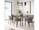 Castillo + Jordan - Modern Grey Fabric + Walnut 6-Piece Dining Set