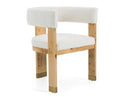 Letha - Modern Cream Fabric + Burl Dining Chair