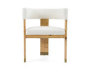 Letha - Modern Cream Fabric + Burl Dining Chair