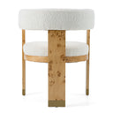 Letha - Modern Cream Fabric + Burl Dining Chair