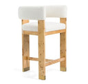 Letha - Modern Cream Fabric + Burl Dining Chair