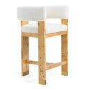 Letha - Modern Cream Fabric + Burl Counter Chair
