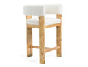 Letha - Modern Cream Fabric + Burl Counter Chair