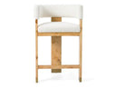Letha - Modern Cream Fabric + Burl Counter Chair