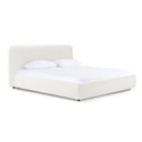 Liam + Mikala - Modern Ivory Fabric + Natural Oak 4-Piece Bedroom Set