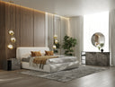 Liam - Modern Ivory Fabric Upholstered Bed