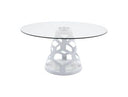 Lilly - Modern 12mm Round Glass + White Dining Table