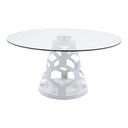Lilly - Modern 12mm Round Glass + White Dining Table