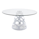 Lilly - Modern 12mm Round Glass + White Dining Table