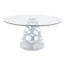 Lilly - Modern 12mm Round Glass + White Dining Table
