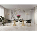 Buquet + Linda - Glam Champagne Gold + Black Velvet 5-Piece Dining Set