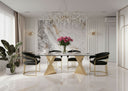 Buquet + Linda - Glam Champagne Gold + Black Velvet 5-Piece Dining Set