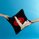 Lips Hush Needlepoint Pillow