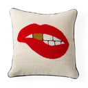 Lips Bitten Needlepoint Pillow