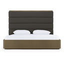 Lois - Modern Grey Leather & Beige Shagreen Bed