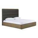 Lois - Modern Grey Leather & Beige Shagreen Bed