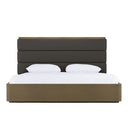 Lois - Modern Grey Leather & Beige Shagreen Bed