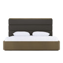 Lois - Modern Grey Leather & Beige Shagreen Bed