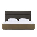 Lois - Modern Grey Leather & Beige Shagreen Bed
